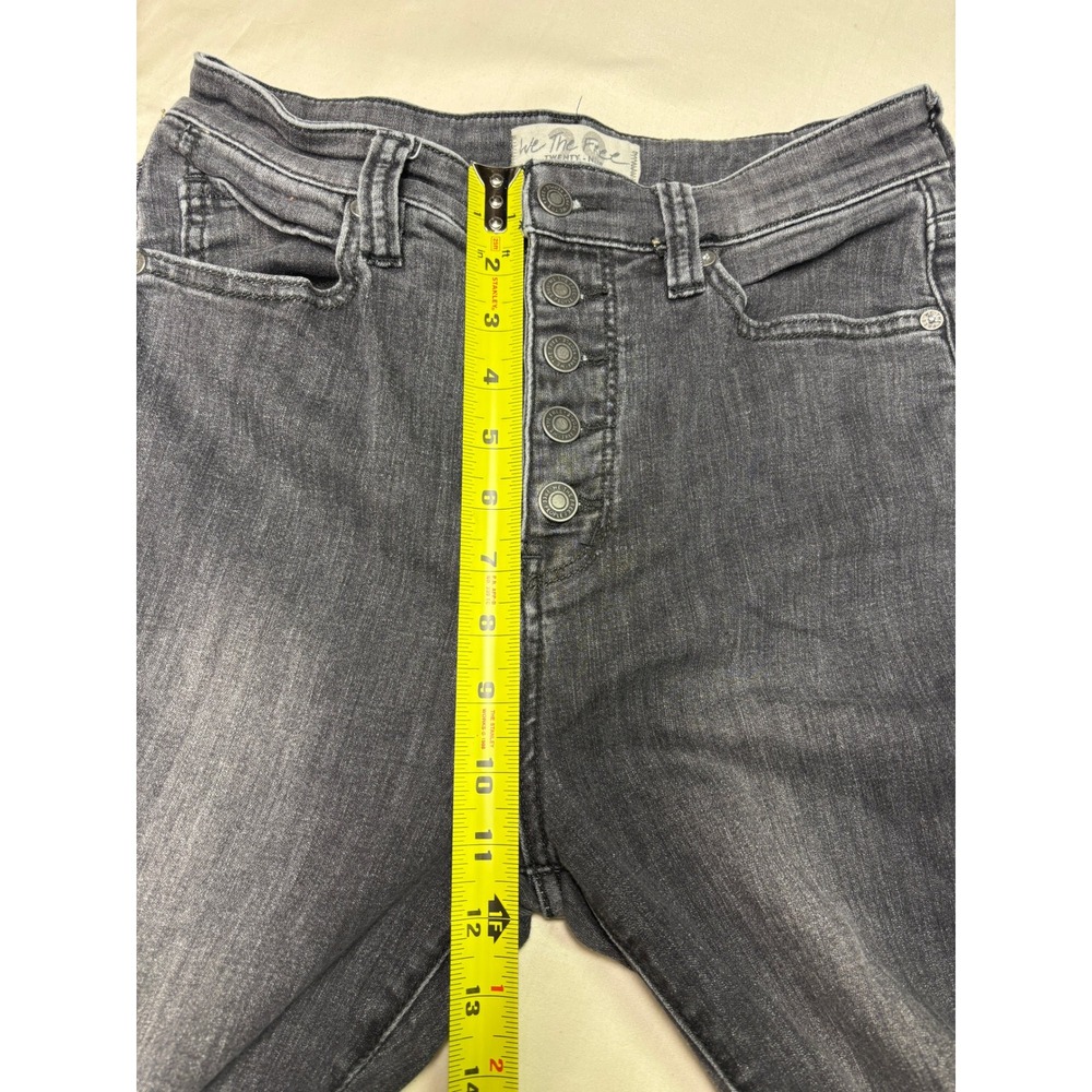 We The Free People Just Float On Flare Jeans Black Button Fly Raw Hem W29x L30 - Picture 8 of 12